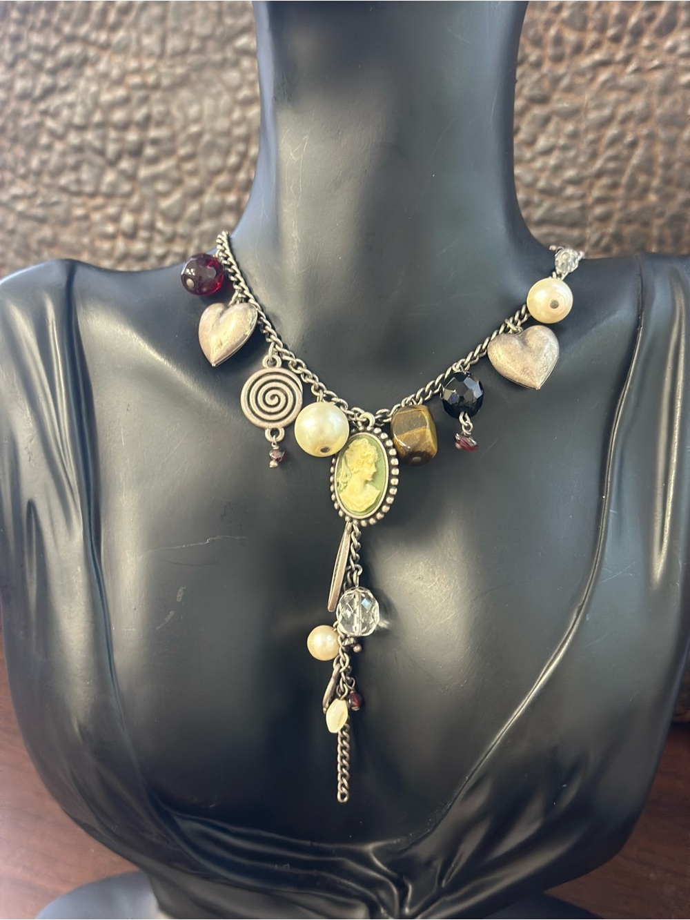 M&S Vintage Multi Charm Necklace in Silver tone